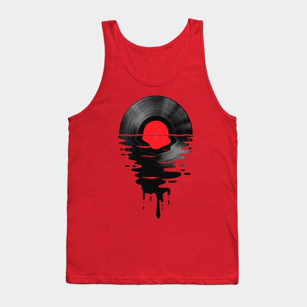 Vinyl LP Music Record Sunset Red Tank Top by Nerd_art